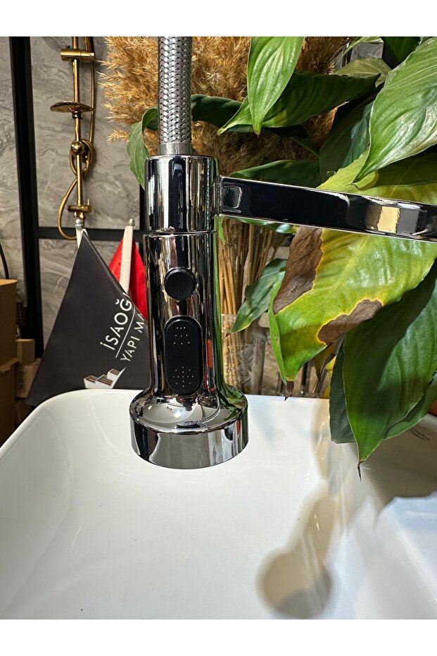 Mutfak Bataryası Endüstriyel Armatür Spiralli Uzayan Sistem Tazzik ve Basınç Ayarlı Kare Gövde - 3