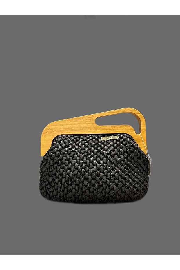 Ahşap Saplı Clutch Çanta
