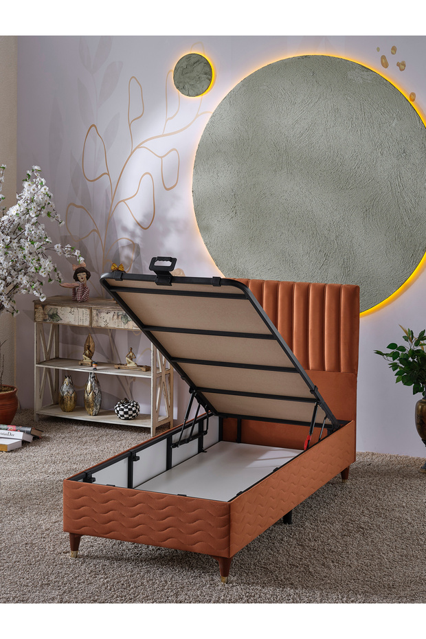 Ezgi 90x190 Tek Kişilik (Baza+Başlık) 2 Li Set (Kiremit) - 2