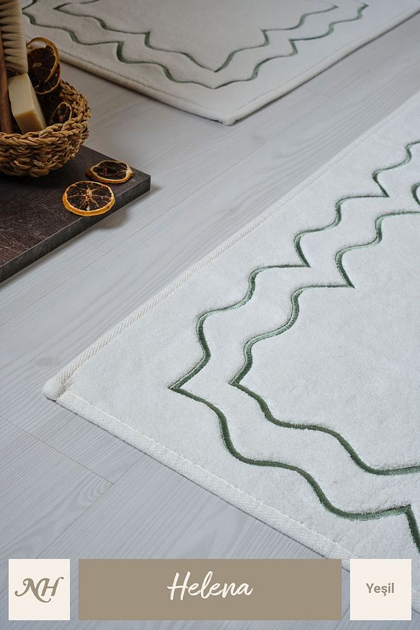 Helena 2'li Nakışlı (60 X 100cm) Banyo Paspas Seti - 4
