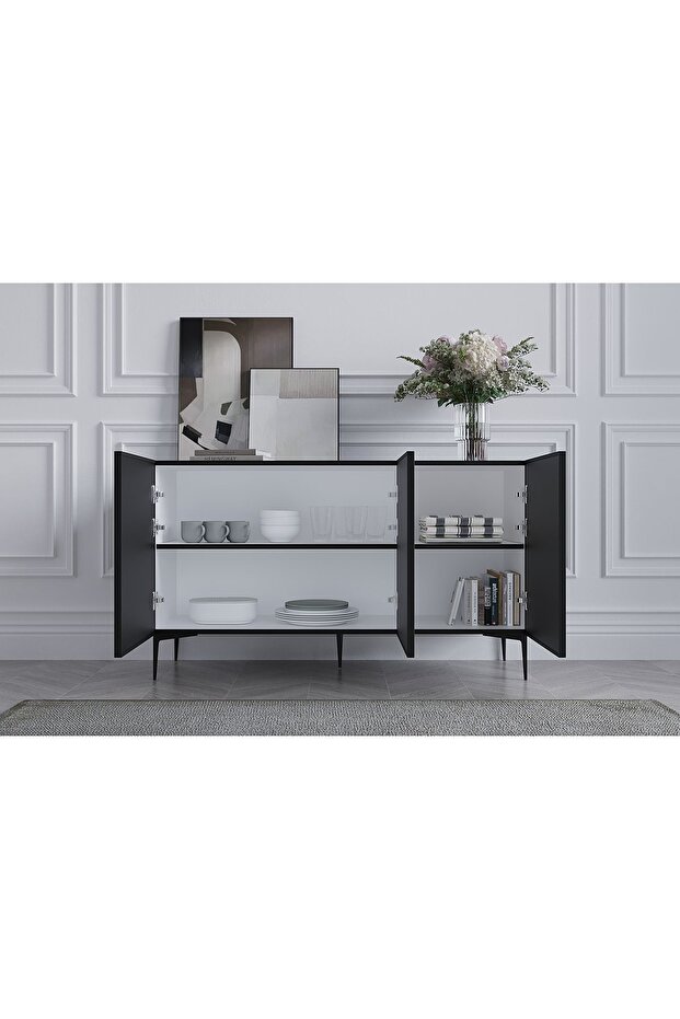 Konsol, Üç Kapaklı, Siyah - 3