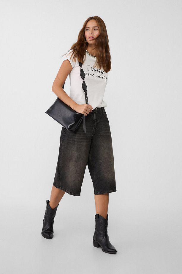 Bol denim bermuda şort - 2