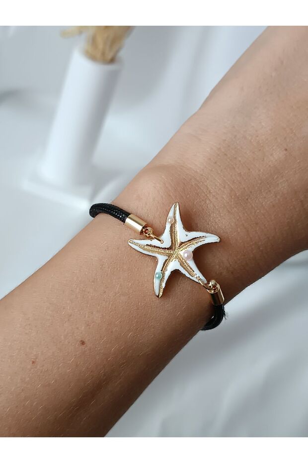 Sea Star Pearl Detail Polymer Clay Bracelet Jewelry Accessory