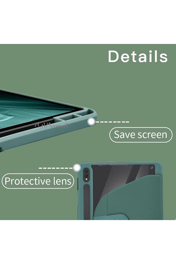 Samsung Galaxy Tab S7 Fe Lte 12.4 inç Kılıf Folio Kalem Bölmeli Standlı 360° Dönebilen x800-S8 Plus - 3