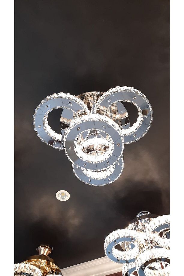Kristal Taşlı Led Avize 4+1 - 1