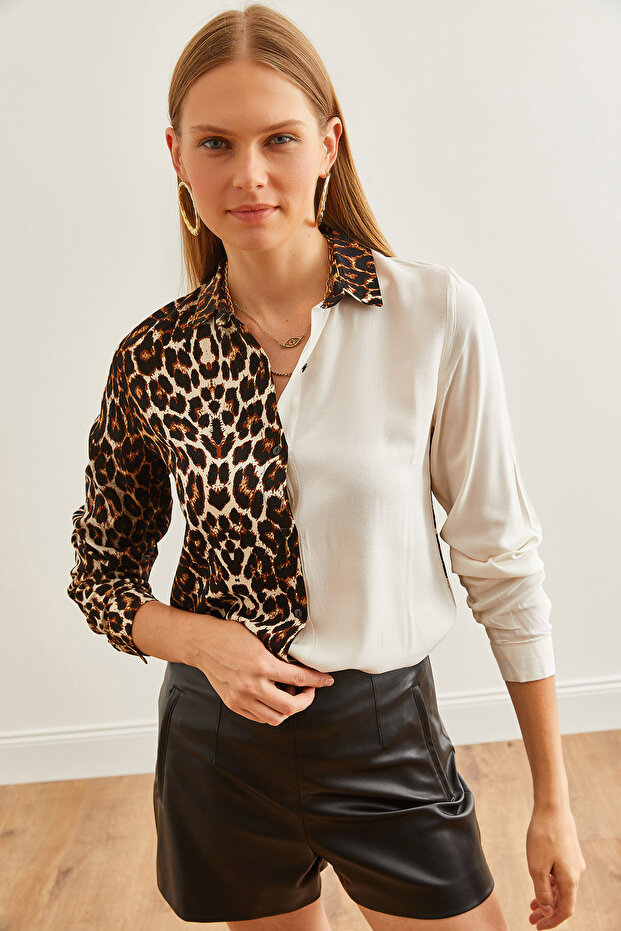 Ecru viszkóz ing - Stone Leopard Block, női, GML-19001231 - 3