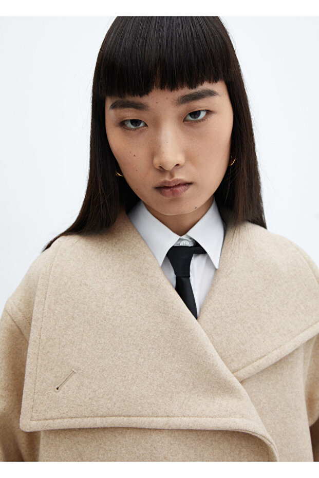 Płaszcz damski beżowy - 57078268 - 4