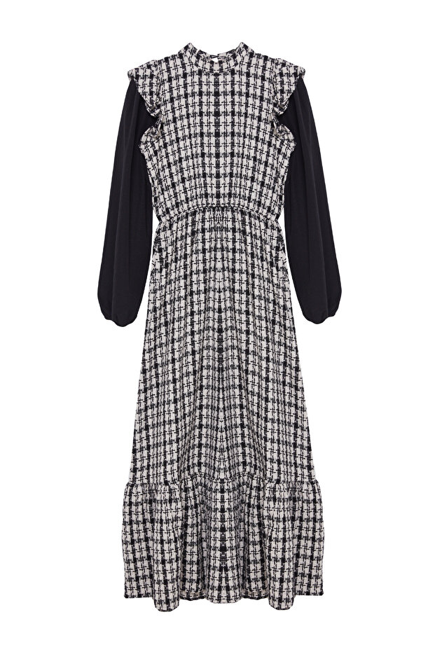 Ekrü tweed ruha poplin ujjú - TCTAW25EB00060 - 6