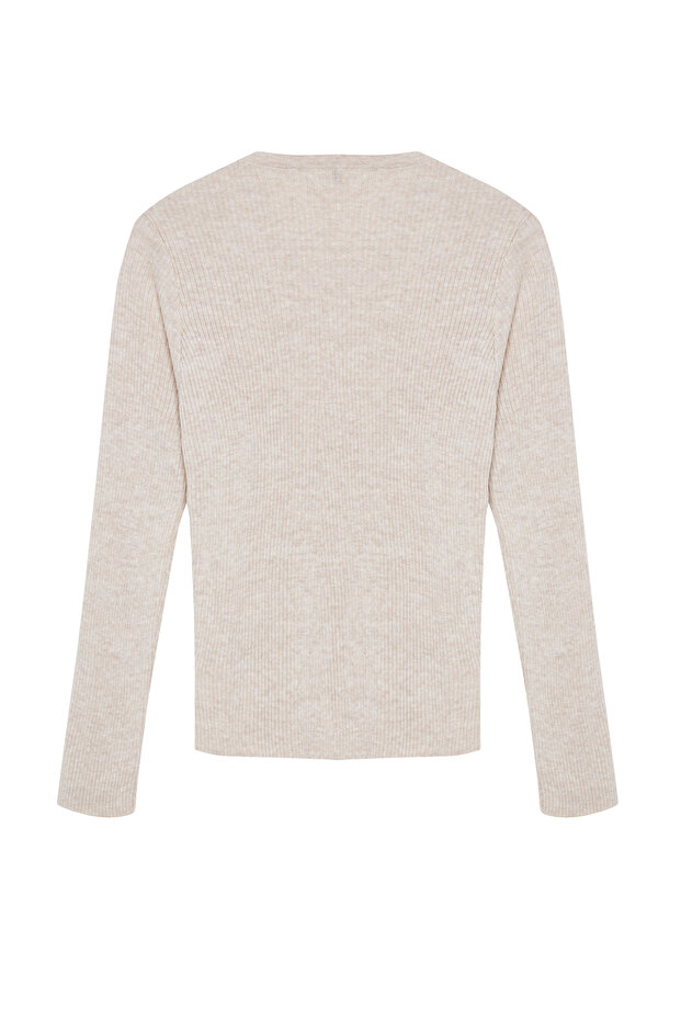 Beiger Doppelstrickpullover - TWOAW25KZ00016 - 7