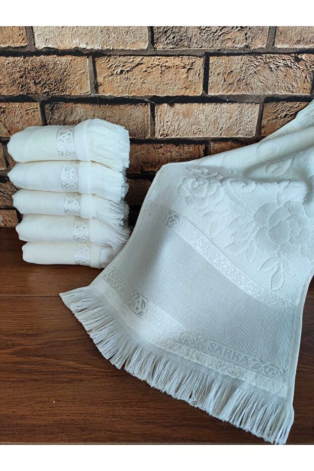 30x50cm SARRA 6-PIECE FRINGED ETAMIN TOWEL - CREAM
