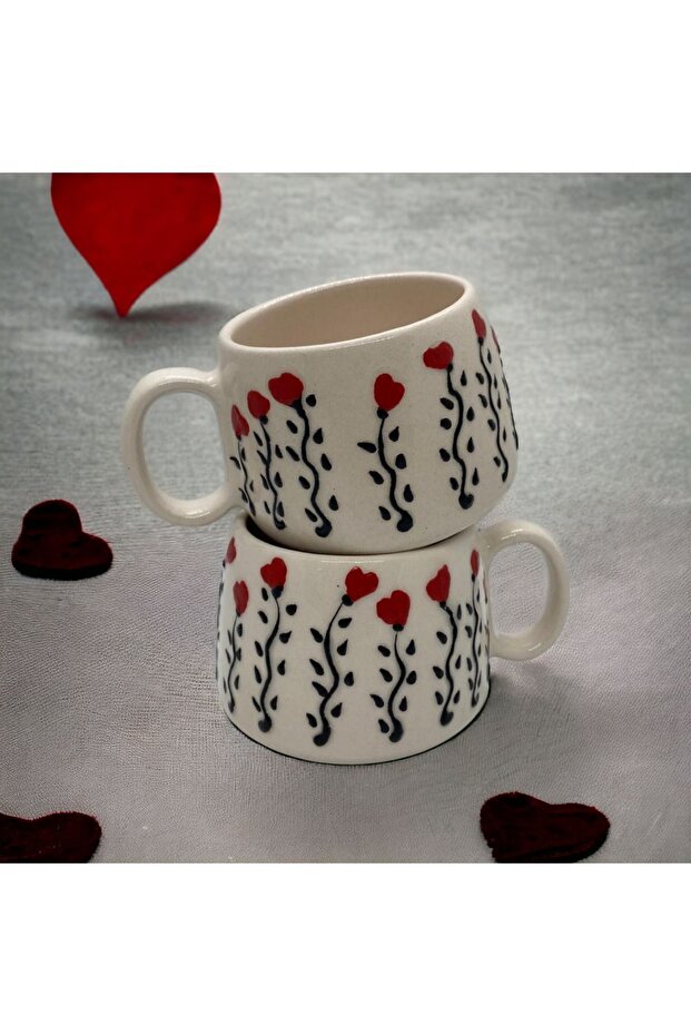 كأس القلب المصنوع يدويًا بنمط النقش من قطعتين - 1