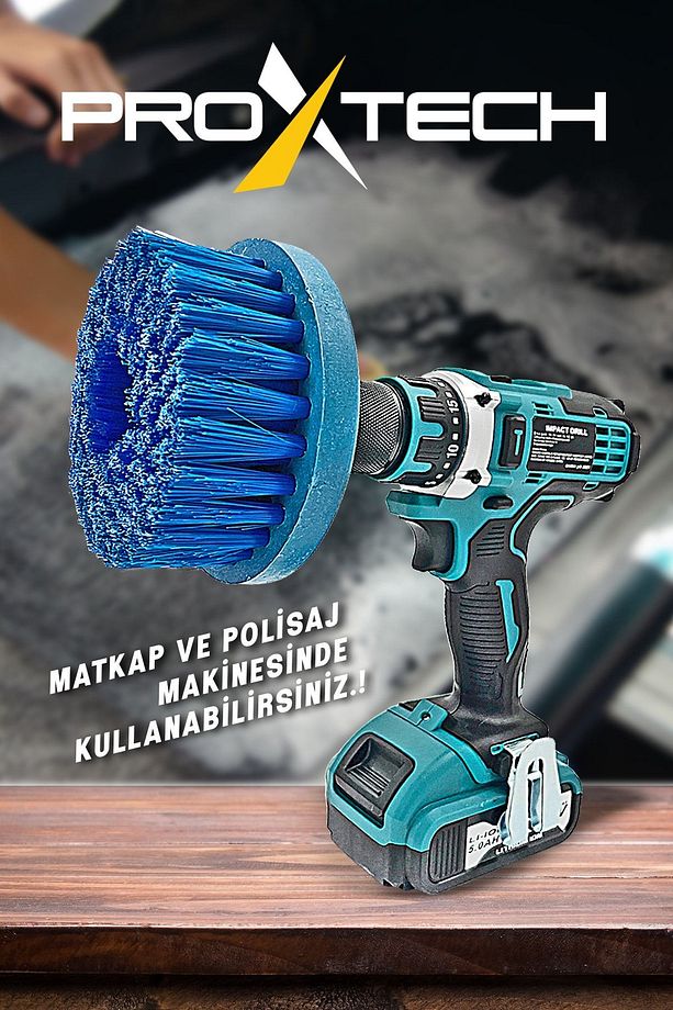 Yüksek Mikron Matkaplara Ve Polisajlara Özel Paspas Koltuk Halı Yıkama Fırçası Bağlantı Hediye - 3