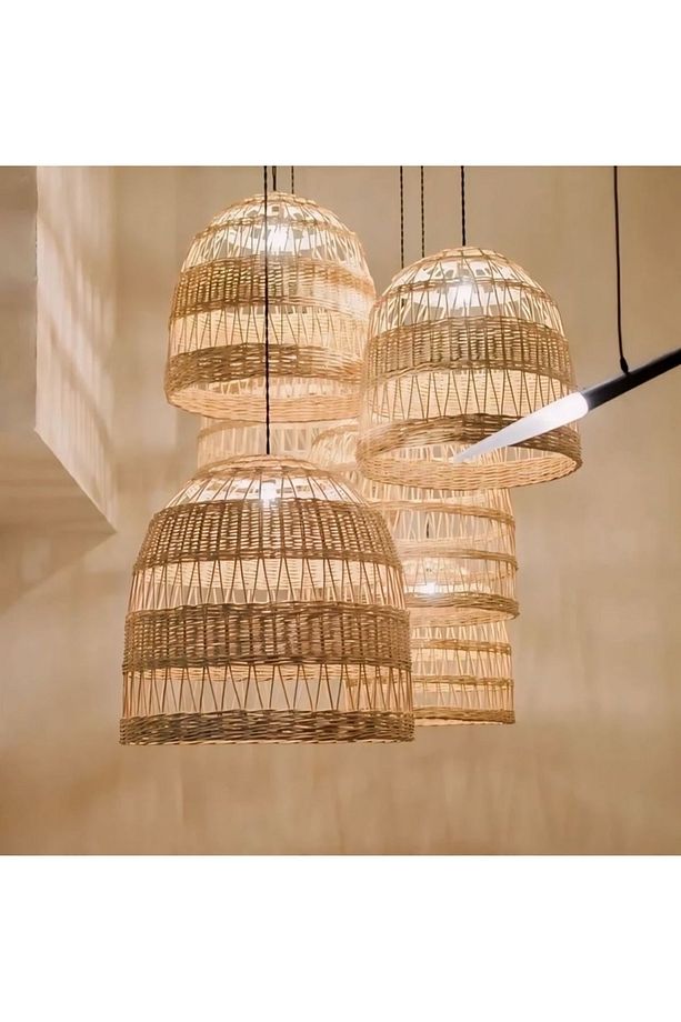 Rattan Bambu Hasır Avize - 1