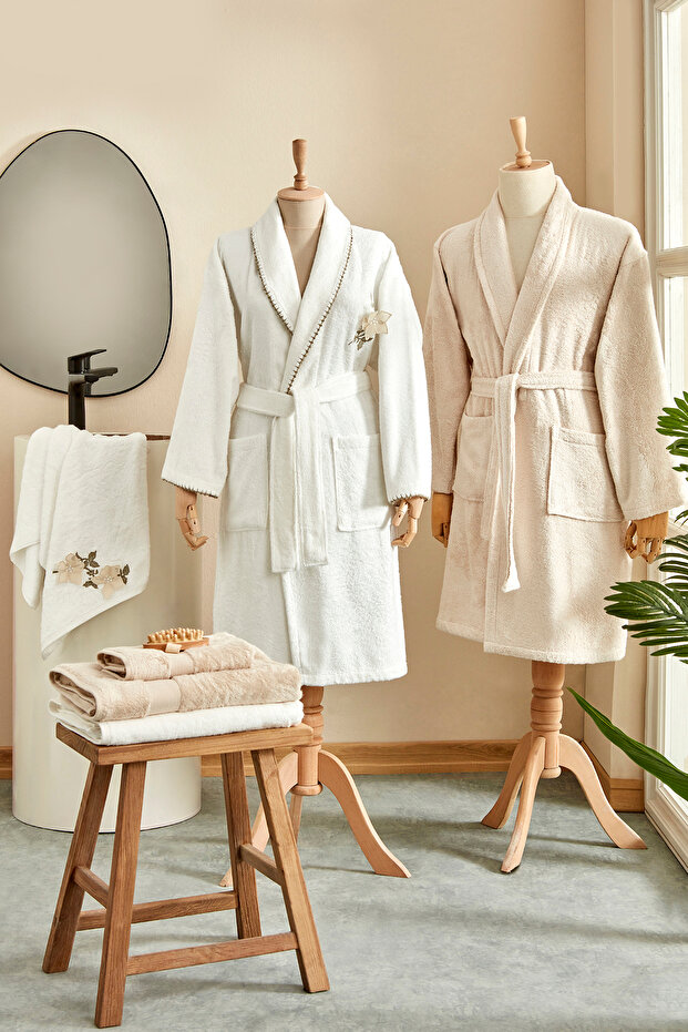 Natile Bambu 6 Parça Aile Banyo Seti Bej-Offwhite - 1