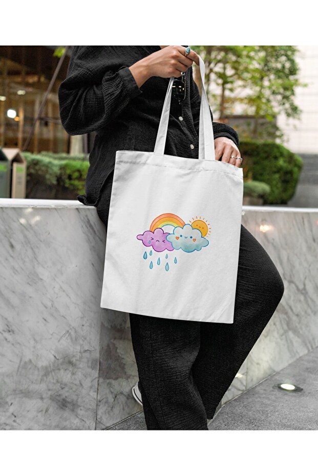 حقيبة قماش بنمط سحابة الباستيل - 2