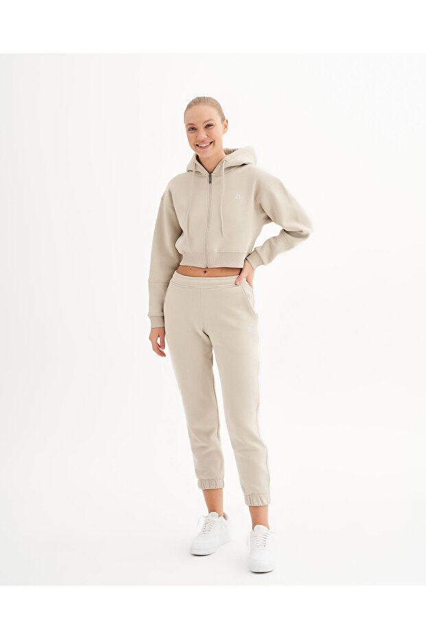 Infinity Kadın Vizon Crop Hırka - 6