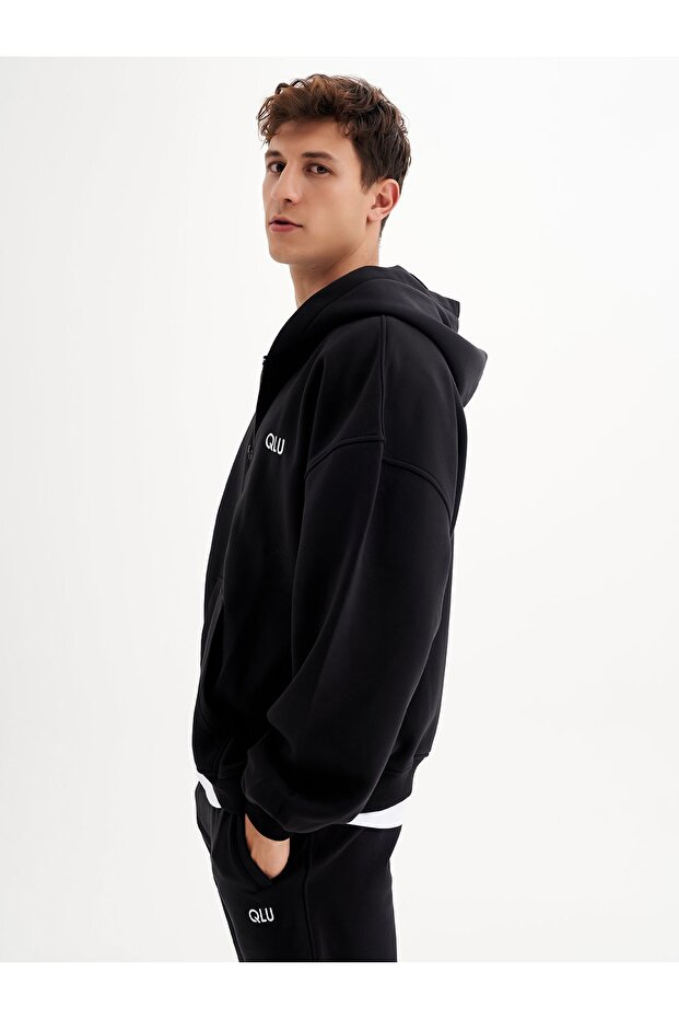 Infinity Unisex Siyah Oversize Hırka - 6