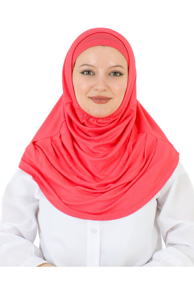 Two Piece Ready to Wear Neck Collar Headscarf Shawl Ready Scarf Viscose - Pink