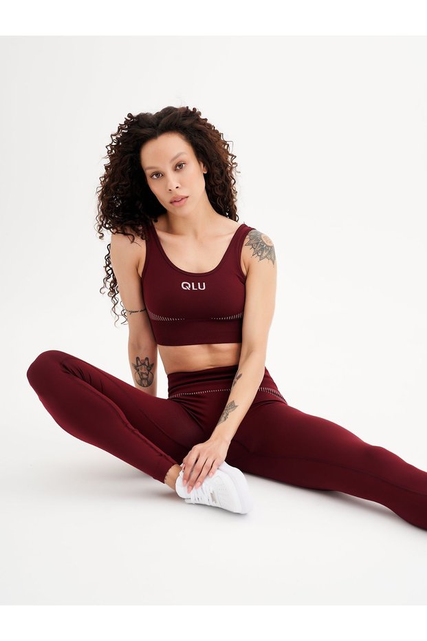 Infinity Women's Burgundy Seamless/Seamless Striped Bra/Sports Bra