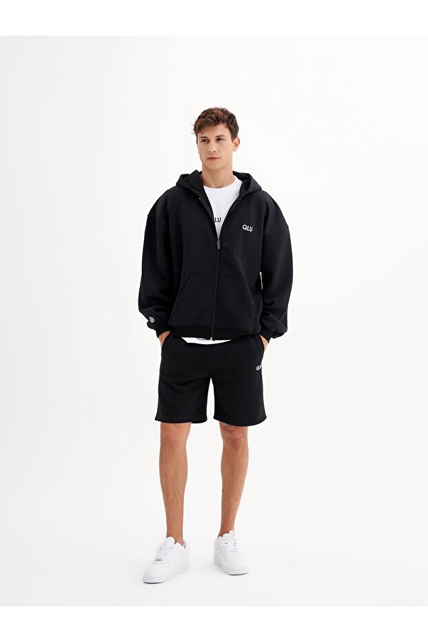 Infinity Unisex Siyah Oversize Hırka - 2