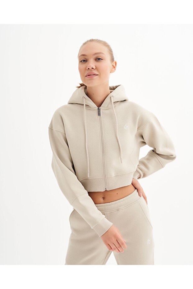 Infinity Kadın Vizon Crop Hırka - 1