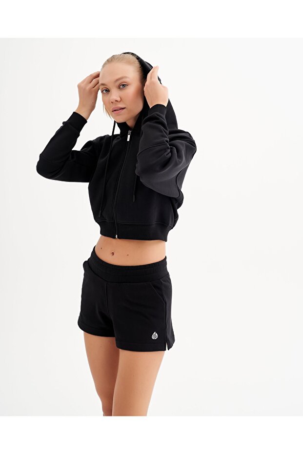 Infinity Kadın Siyah Crop Hırka - 4