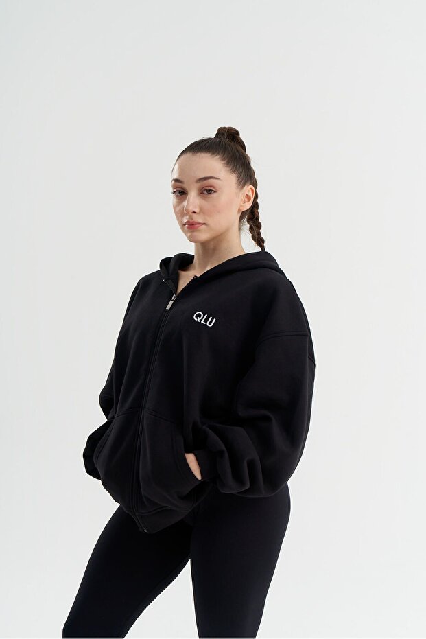 Infinity Unisex Siyah Oversize Hırka - 4