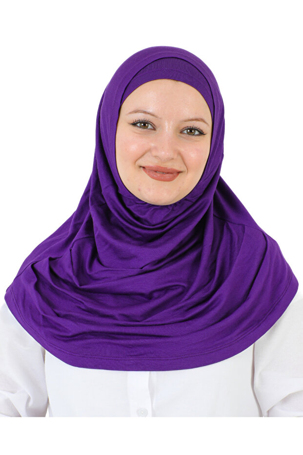 Two Pieces Ready to Wear Neck Collar Headscarf Shawl Ready Scarf Viscose - Purple