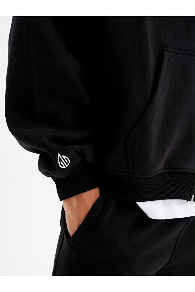 Infinity Unisex Siyah Oversize Hırka - 7