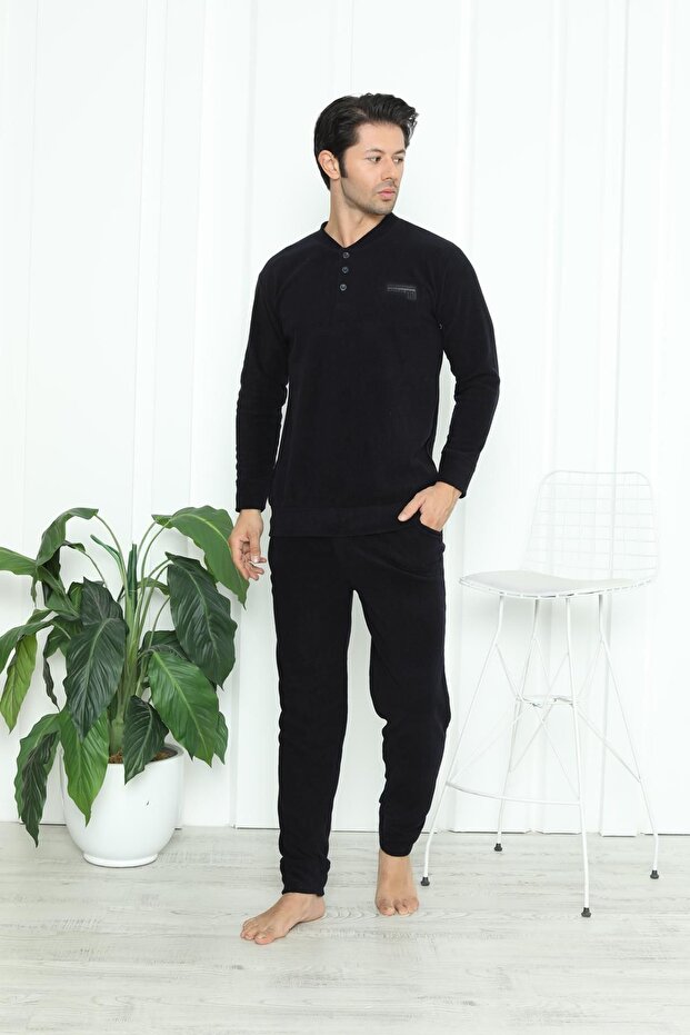 Men's Cuffed Winter Fleece Pajama Set 2251