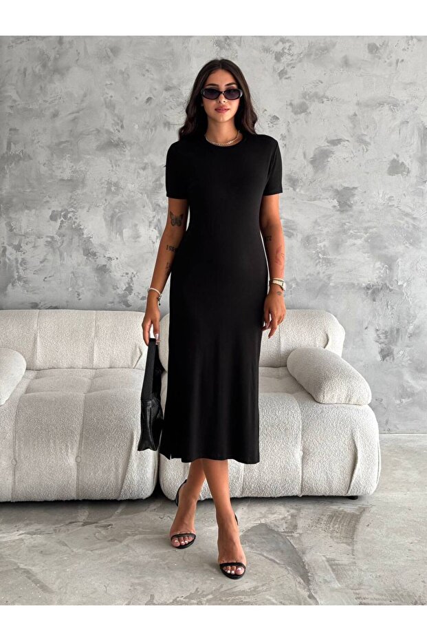 فستان أساسي بفتحة - 1