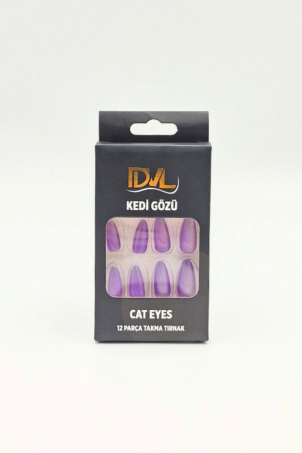 Kedi Gözü 12'li Takma Tırnak - Cat Eyes (Yansımalı) Kendinden Yapışkanlı Takma Tırnak Seti - 6