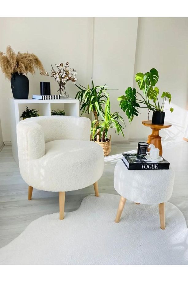 ARS MOBİLYA Çay Seti Tekli Koltuk Berjer Ve Puf Takımı (salon, Balkon, Ofis) 2 Li Takım - 3