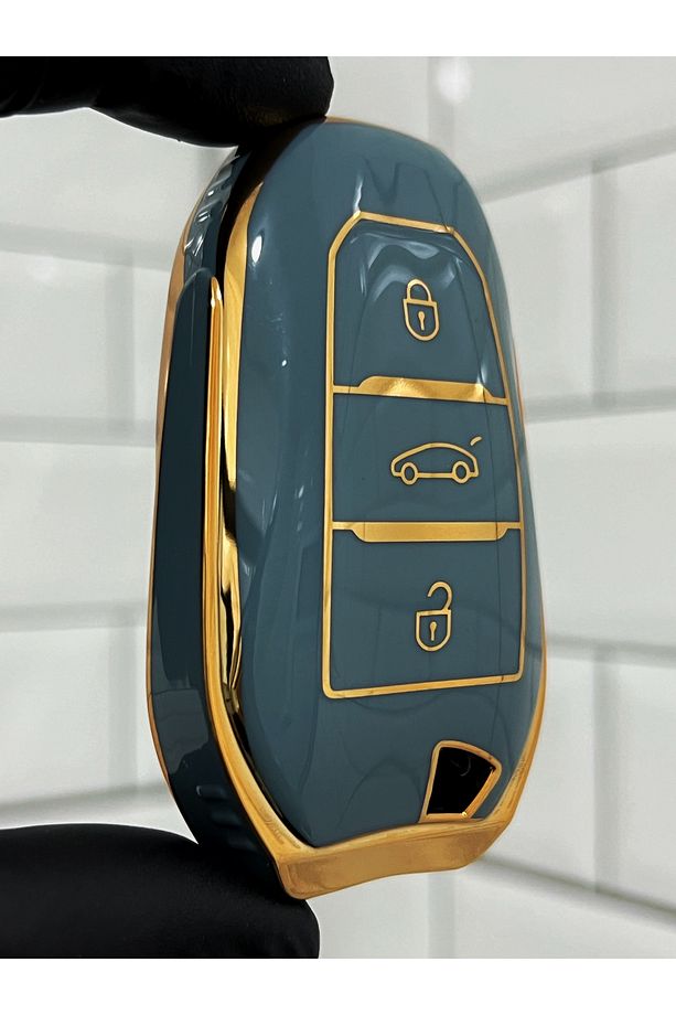 Citroen C3 C4 Cactus C4 Picasso C3 Aircross C5 Aircross Jumpy Smart Nano Anahtar Kılıfı Gri - 1
