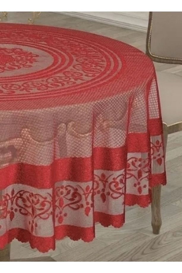 Örme Tül Osmanlı Desen Yuvarlak 160 cm Raşel KDK Masa Örtüsü - 2