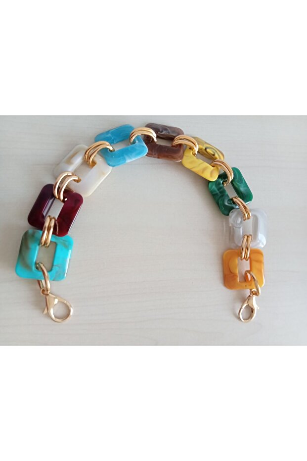 حقيبة مستطيلة مطرزة بالأكريليك ذات وصلة مزدوجة - مقبض - 2