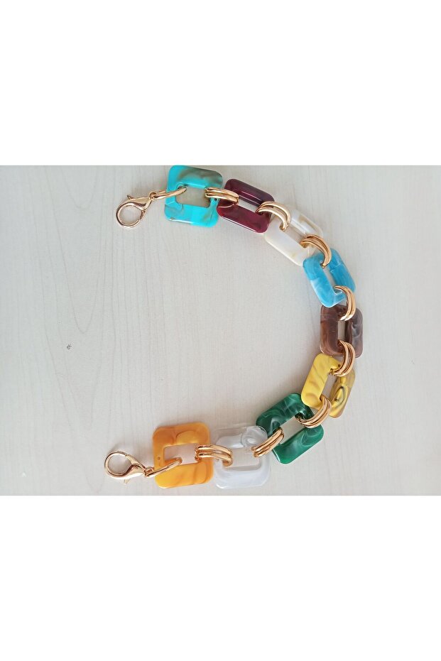 حقيبة مستطيلة مطرزة بالأكريليك ذات وصلة مزدوجة - مقبض - 3