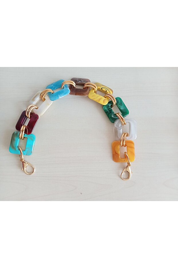 حقيبة مستطيلة مطرزة بالأكريليك ذات وصلة مزدوجة - مقبض - 5