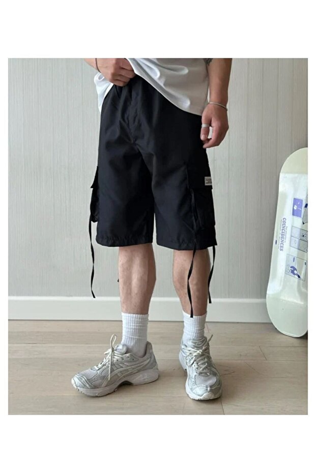 UNİSEX PARAŞÜT ŞORT SİYAH - 1