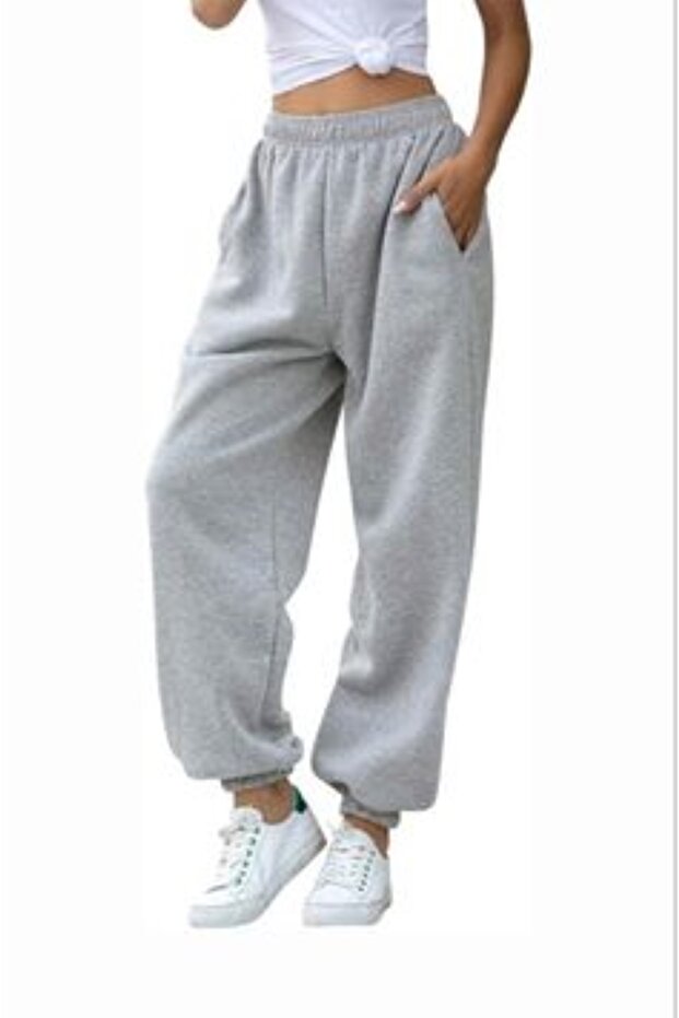 بنطال رياضي أنيق باللون الرمادي - 1