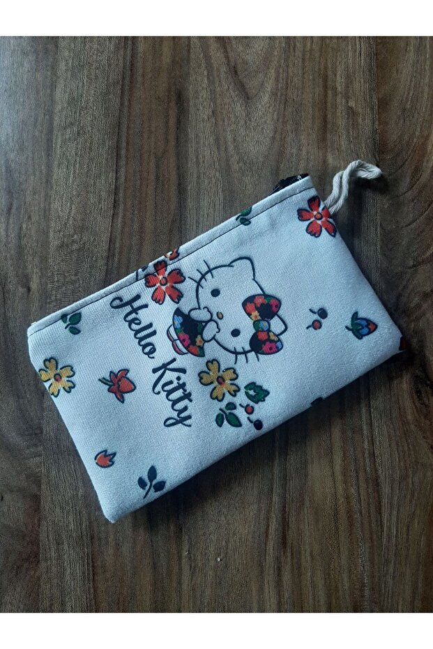 Hello Kity White BaCkground Flower Patterned Caulk Holder - Sanrio CharaCters Wallet