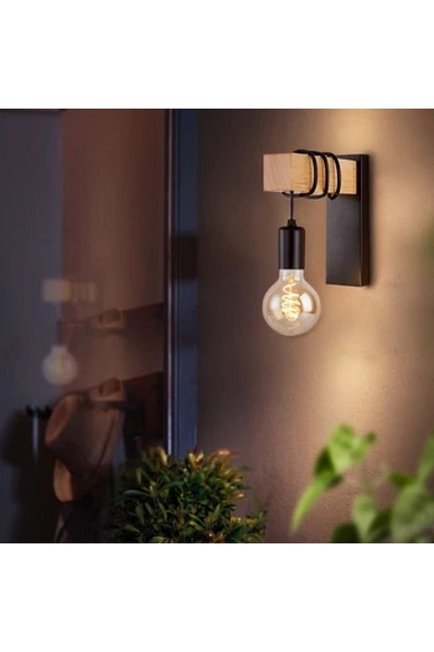 3'lü Duvar retro Ahşap Siyah Tekli Duvar Lamba Aplik apliği dekoratif iç mekan aydınlatma Led E27 - 4