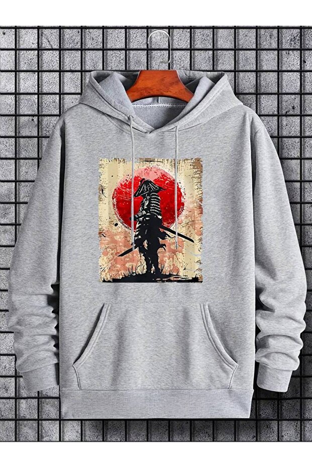 Unisex Ninja Printed Oversized Winter 3-Thread 100% Cotton Hooded Sweatshirt Hoodie