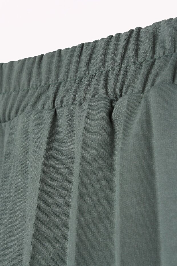 Khaki elastická pletená sukně v pase - 5