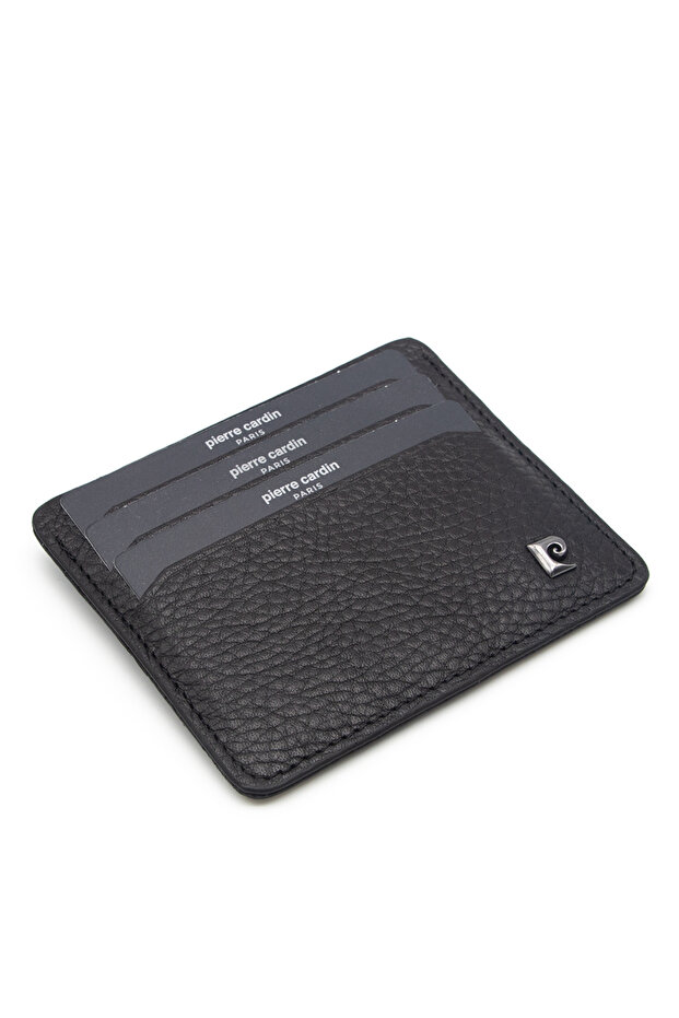 Black Floater Unisex Leather Card Holder 046A41