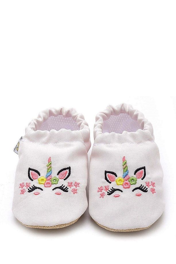 Unicorn Kaydırmaz Taban Bebek Yazlık Patik Beyaz , Ev Botu Terliği Kreş Ayakkabısı Panduf F-824 - 3