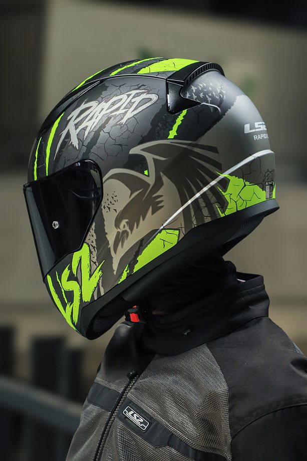 RAPID 2 RAVEN MAT SİYAH-GRİ-NEON SARI KASK - 5