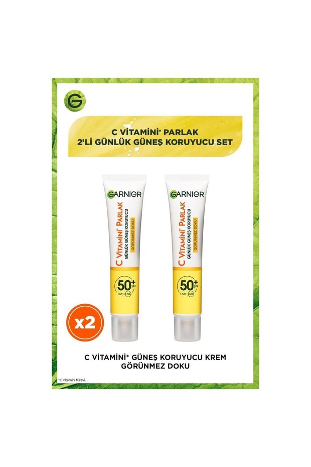Garnier Vitamin C 2 Pack - Bright Face Cream, Sunscreen, SPF50+ 40ml