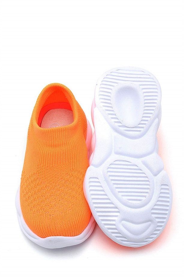 Ultra Hafif Memory Foam Iç Taban Çocuk Triko Spor Ayakkabı Neon Turuncu-m-1002 - 4