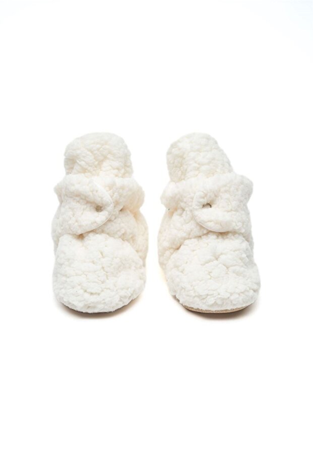Ecru Plush Non-Slip Based Cotton Lined Snap Slippers